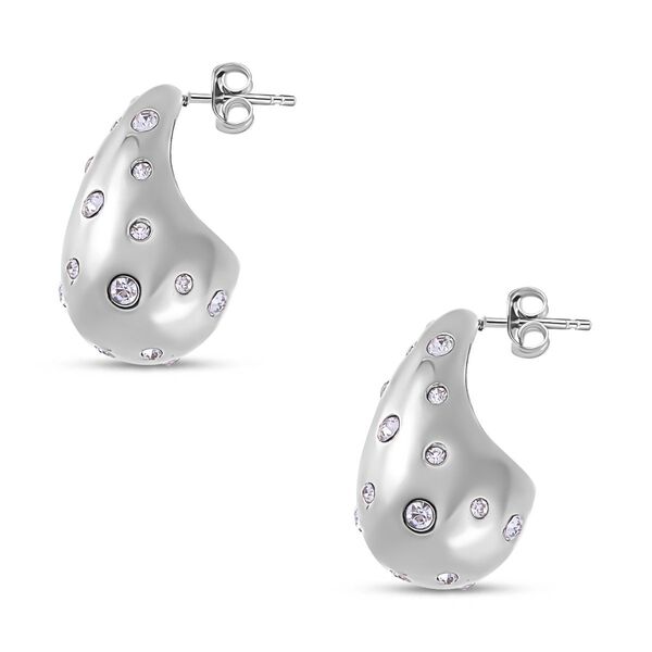 Wei&szlig;er Kristall Ohrringe Reiner Edelstahl image number 4