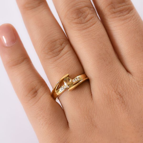 AA Nat&uuml;rlicher goldener Tansanit und Zirkon Ring - 0,53 ct. image number 2