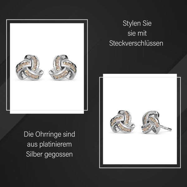 Liebesknoten Champagner Diamant Ohrringe - 0,15 ct. image number 4