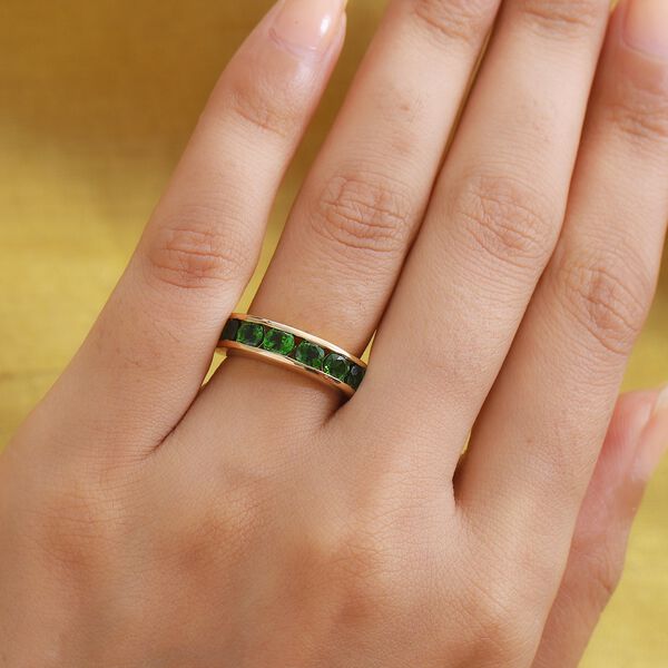 Russischer Diaopsid Band Ring 925 Silber 585 Vergoldet image number 3