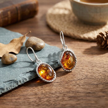 Nat&uuml;rlicher Baltischer Bernstein Ohrringe 925 Silber
