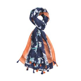 Weicher, leichter Schal mit Quasten, Marineblau