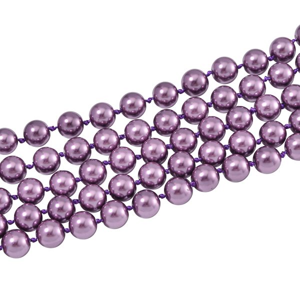 Mehrsträngige lila Muschelkernperlen-Halskette, 255 cm image number 3