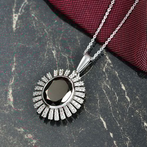 D'Joy Elite Shungit, Weißer Zirkon Schmuckset ca. 50 cm 925 Silber rhodiniert ca. 4,58 ct. image number 1
