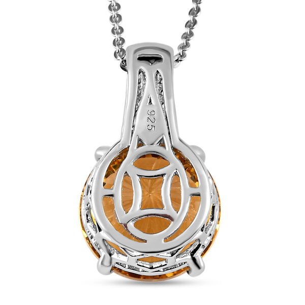 Hanabi Schliff - Citrin und Zirkon-Anh&auml;nger mit Kette - 6,70 ct. image number 5