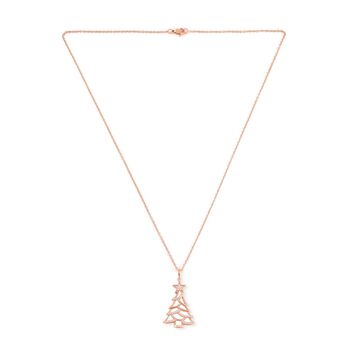 Wei&szlig;er Zirkonia Anh&auml;nger mit Kette, 925 Silber ros&eacute;vergoldet, ca. 0.44 ct