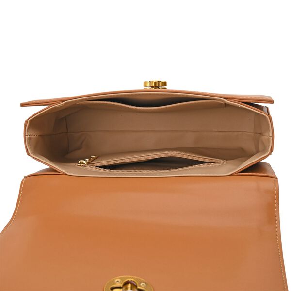 "Brand:La Marey Signature Brocade with Genuine Leather crossbody bag  Color:brown Size:23*10*13.5cm Meterial: Wall-Silk/Genuine Leather; Lining-Polyester Exterior:lock-1 Interior: zipped-1,slid-1" image number 4