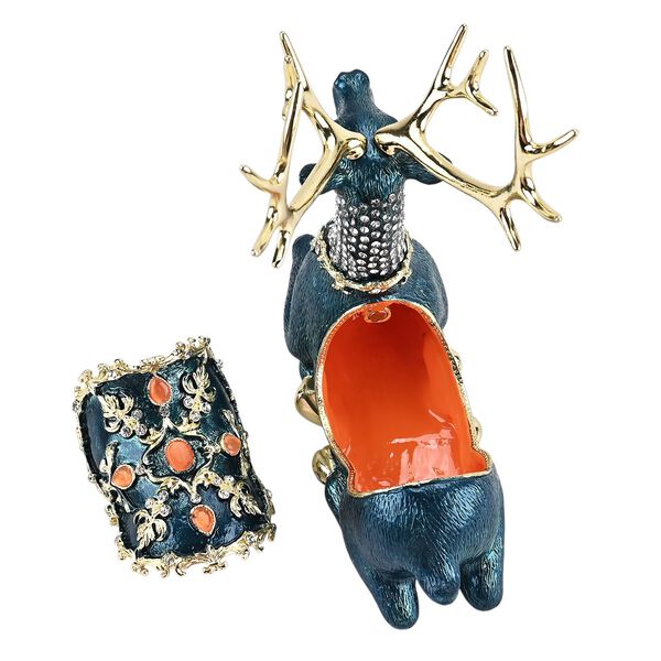 LIVMORE Rentier Design Schmuckdose Legierung 15.5 x 19 cm Navy Gold image number 5