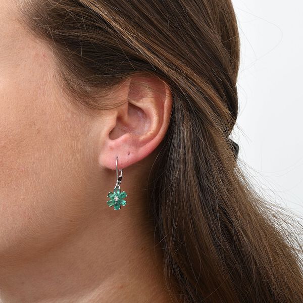 Blumenpracht AAA Kagem sambische Smaragd und Zirkon-Ohrringe- 2,29 ct. image number 1
