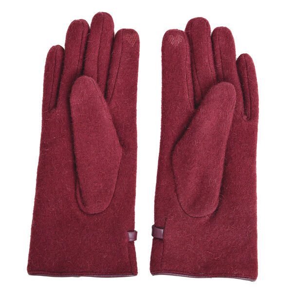 LA MAREY - Kaschmirwolle Handschuhe mit Schnalle, Gr&ouml;&szlig;e 23x9 cm, Weinrot image number 3