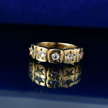 D joy AAA Premium Malagasy Regenbogen Mondstein Ring, 925 Silber 750 Gelb vergoldet (Gr&ouml;&szlig;e 20.00) ca. 0.36 ct