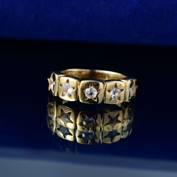 D joy AAA Premium Malagasy Regenbogen Mondstein Ring, 925 Silber 750 Gelb vergoldet (Größe 20.00) ca. 0.36 ct image number 2