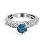 London Blau Topas und Zirkon Ring 925 Silber platiniert  ca. 1,70 ct image number 0