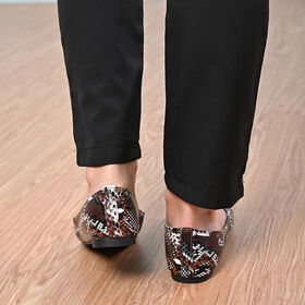 LA MAREY - Damen Ballerinas, Schlangenhautmuster, Größe 40, Schwarz und Nude