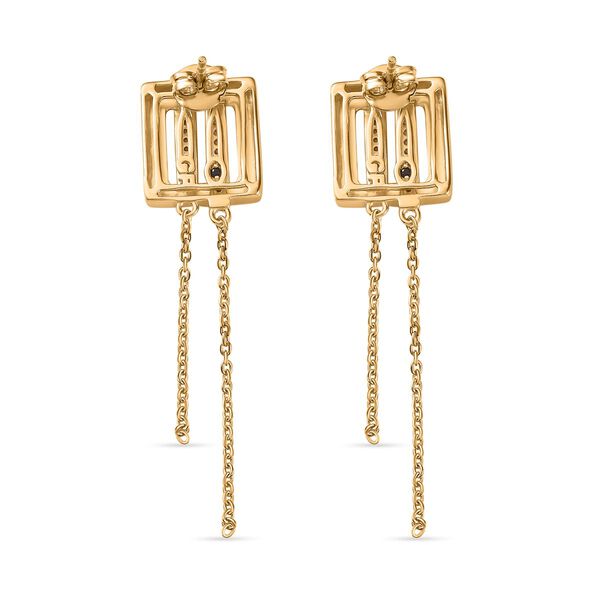 GP Art D&eacute;co Kollektion- Diamant und Kanchanaburi blaue Saphir-Ohrringe - 0,27 ct. image number 4