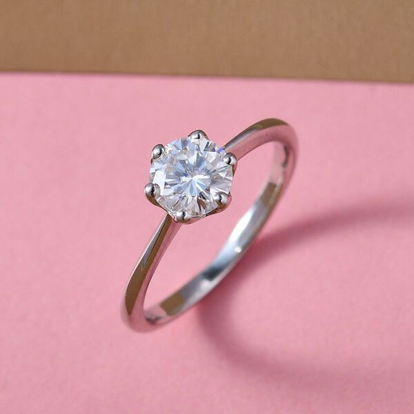 88 Facetten Moissanit-Ring, 925 Silber platiniert, ca. 0,74 ct image number 8