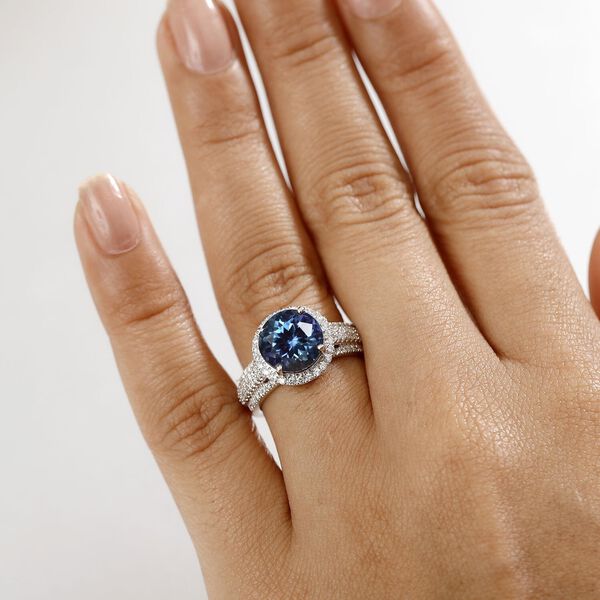 LUXURIANT DIAMOND- zertifiziert und geprüft AAA Labor Alexandrit und Labor Diamant Ring in 417 Weißgold - 4,44 ct. image number 2