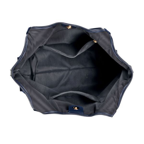 LA MAREY Brokat Handtasche aus Seide und Echtleder, 34x35x11,5cm, Blau mit rosa Blumen image number 5