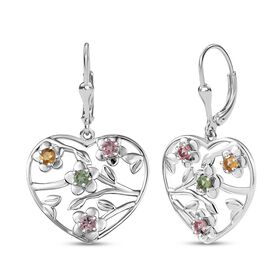 D’joy Mehrfarbig-Turmalin Ohrringe 925 Silber platiniert ca. 0,59 ct.