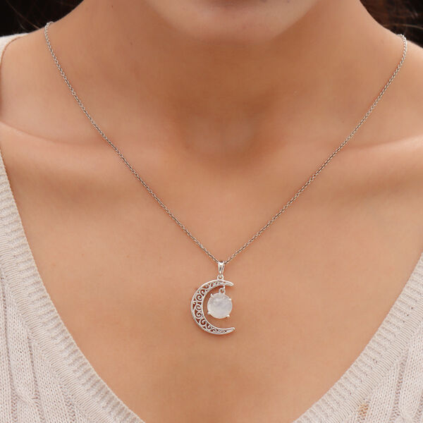 Regenbogen Mondstein-Anh&auml;nger, 925 Silber platiniert, ca. 4,23 ct image number 3