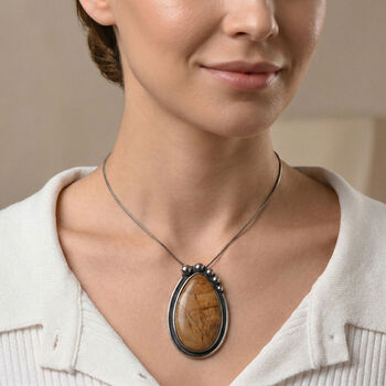 Bild Jasper Halskette ca. 60 cm + 10 cm Extender, Reiner Edelstahl ca. 95.00 ct