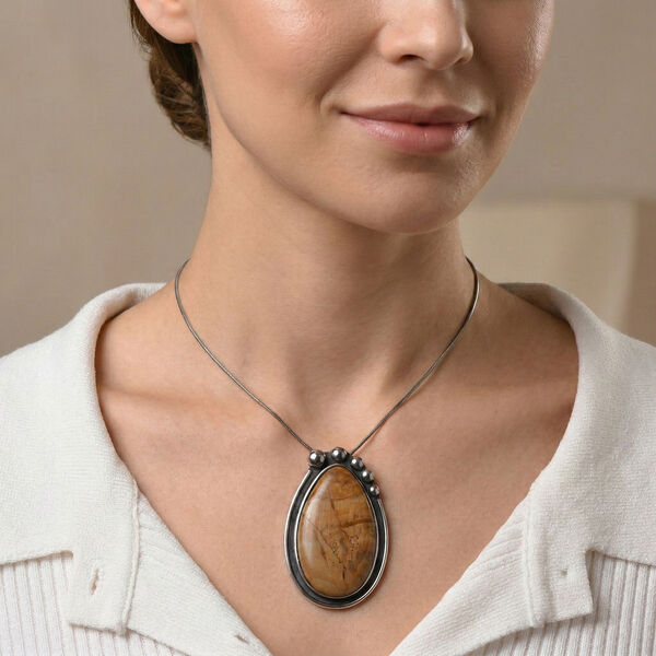 Bild Jasper Halskette ca. 60 cm + 10 cm Extender, Reiner Edelstahl ca. 95.00 ct image number 2