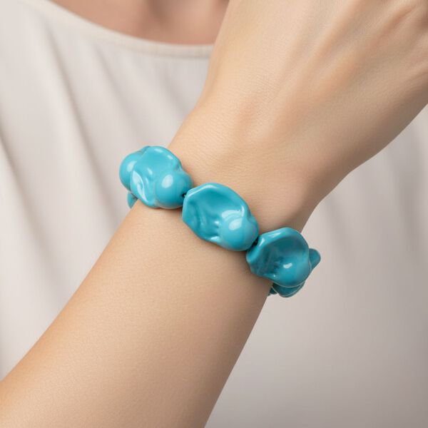 Flexibles Sleeping Beauty t&uuml;rkisfarbenes Fancy Muschelkernperle Armband image number 3