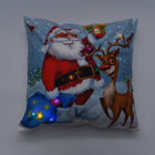 Weihnachts-Kissen mit Füllung und LED Licht, Größe 45x45 cm, Weihnachtsmann und Rentier image number 1