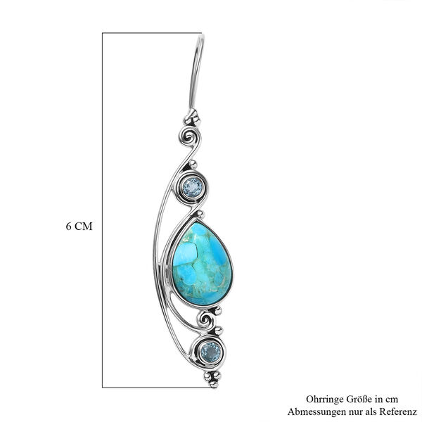 Sajen Silber - Türkis, Paraiba Quarz Ohrringe 925 Silber rhodiniert ca. 11.95 ct image number 6