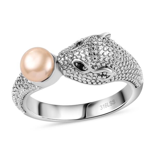 Rosa S&uuml;&szlig;wasser Perle und schwarzer Spinell Ring image number 4