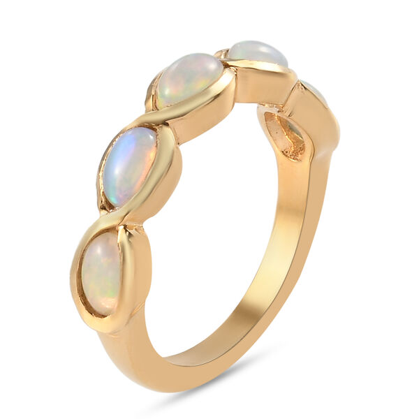 Natürlicher Äthiopischer Opal 5 Stein Ring 925 Silber vergoldet  ca. 0,80 ct image number 5