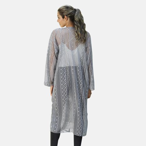 Spitzencardigan, One Size, Grau image number 1