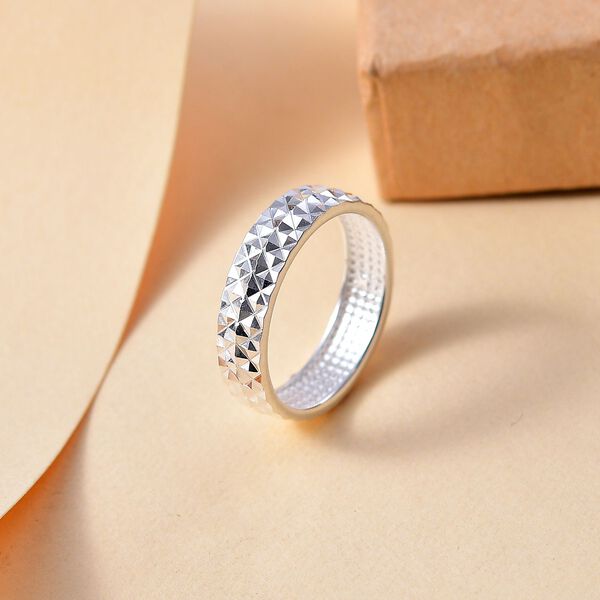 Bandring mit Diamantschliff-Muster in 925 Silber image number 2