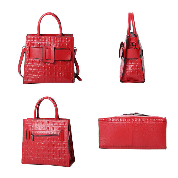 Crossbody Tasche aus echtem Leder mit Rei&szlig;verschluss und mehreren Taschen, Gr&ouml;&szlig;e 31x15x30 cm, Rot  image number 3