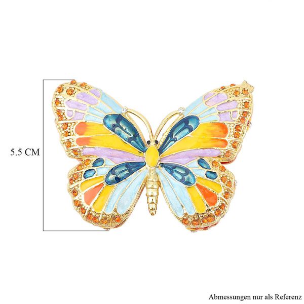 Tablettend&ouml;schen mit wei&szlig;en Kristallen, emailliert, Mehrfarbig, Schmetterling image number 5