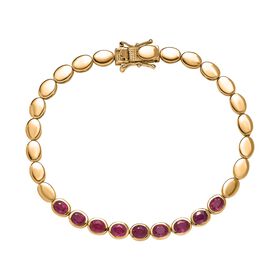 Afrikanischer Rubin (Fissure gefüllt) Armband ca. 20 cm 925 Silber Gelbgold Vermeil ca. 4,07 ct.