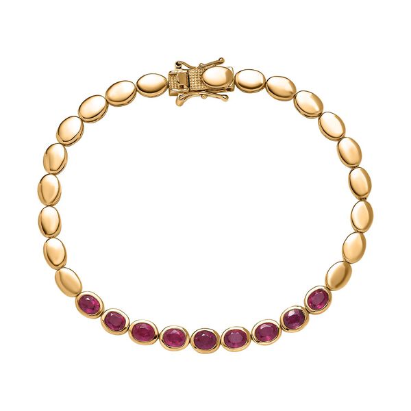 Afrikanischer Rubin (Fissure gef&uuml;llt) Armband ca. 20 cm 925 Silber Gelbgold Vermeil ca. 4.07 ct