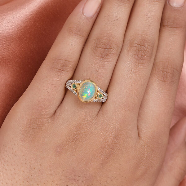 &Auml;thiopischer Opal, Smaragd und Zirkon-Ring - 1,64 ct. image number 3