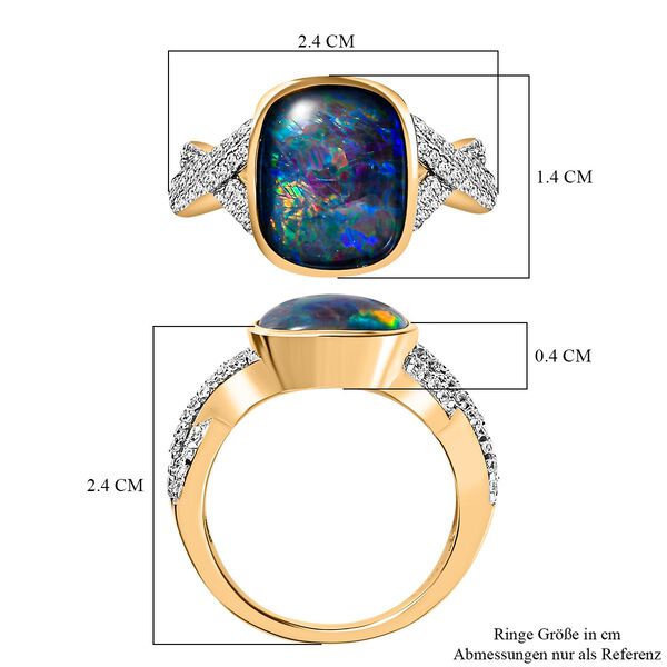 Boulder Opal Triplett und Zirkon Ring - 3,96 ct. image number 5