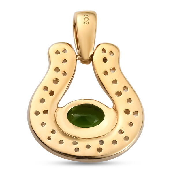 Nat&uuml;rlicher Chromdiopsid uund Zirkon Anh&auml;nger 925 Silber vergoldet ca. 1,15 ct image number 5