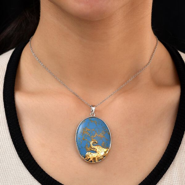 Zweifarbiger, blauer Mojave T&uuml;rkis Solit&auml;r Anh&auml;nger in Silber, 59,70 ct. image number 2