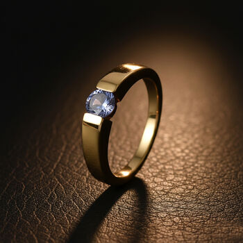 D'Joy Tansanit Ring 925 Silber 750 Gelb Vergoldet (Gr&ouml;&szlig;e 18.00) ca. 0,50 ct