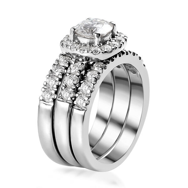 3er-Set- Moissanit Stacking Ring - 1,78 ct. image number 6