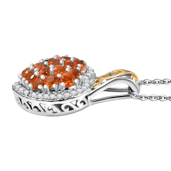 D'Joy AA Salamanca Feueropal, Weißer Zirkon Schmuckset ca. 50 cm 925 Silber rhodiniert, 925 Silber Rhodiniert und 750 Gelbgold Vermeil ca. 1.22 ct image number 4