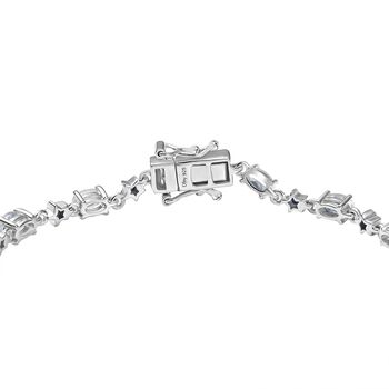 D joy AAA Premium Malagasy Mondstein, Blauer Saphir Stellar Path Armband, ca. 20 cm 925 Silber rhodiniert ca. 4.10 ct