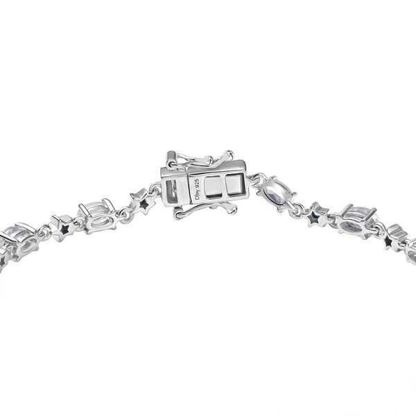 D joy AAA Premium Malagasy Mondstein, Blauer Saphir Stellar Path Armband, ca. 20 cm 925 Silber rhodiniert ca. 4.10 ct image number 4