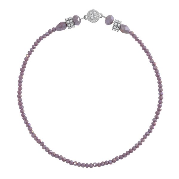 2er Set - Lila Kristall, Wei&szlig;er Kristall Halskette und Ohrringe image number 4