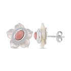 D'Joy Weißes Perlmutt, Natürlicher Rosa Königsmuschel Perle Ohrringe 925 Silber rhodiniert