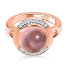 Rosenquarz und Zirkon-Ring, 925 Silber rosévergoldet  ca. 5,89 ct image number 0
