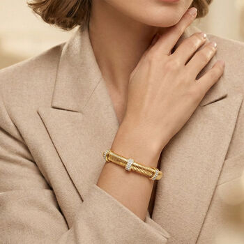 Wei&szlig;er Kristall Armband, flexibel (ca. 18 - 19 cm), 316L Edelstahl, goldfarben